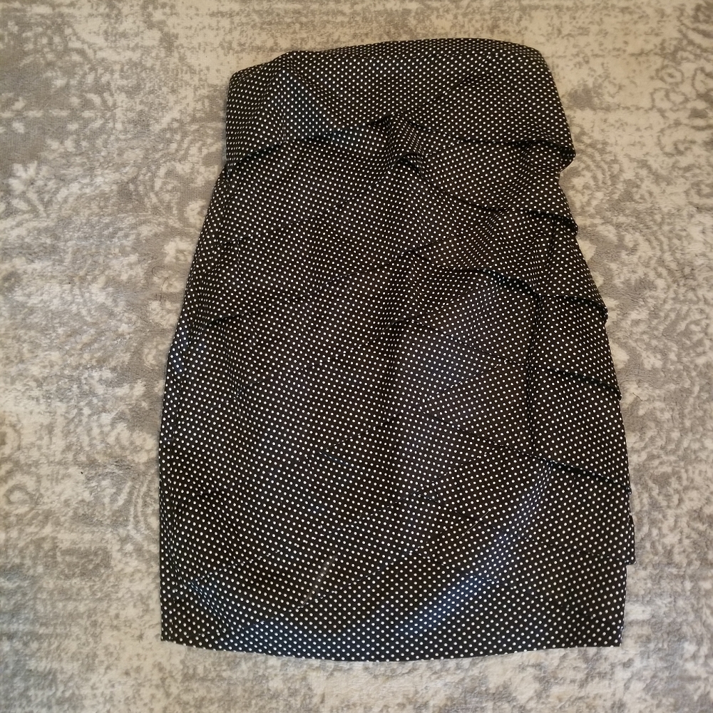 Black white Polka Dot Strapless Dress